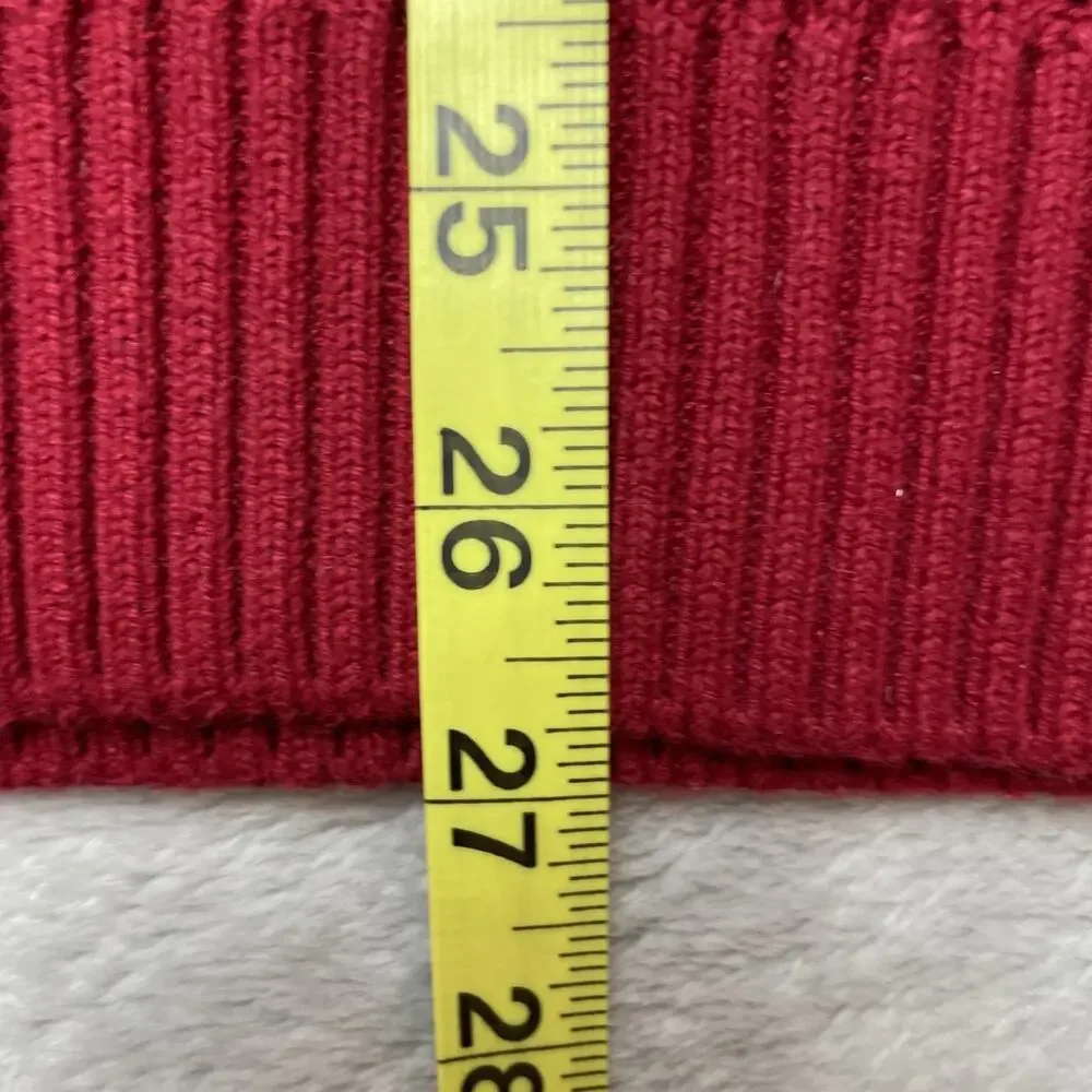 Nautica Mens Sweater M Red Navy 100% Cotton Cable Knit Crew Neck Colorblock 90s